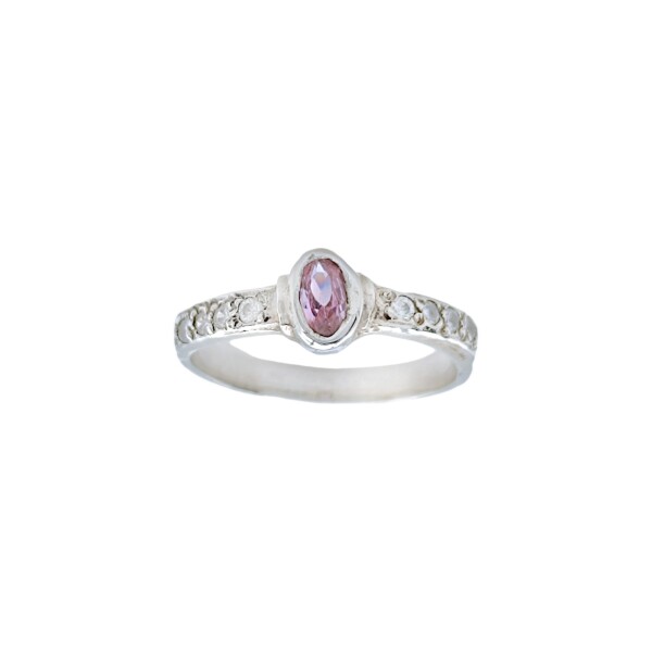 Anillo Halo-Plata 950-Piedra Zirconia rosa y blanca-AN4089 conpiedra