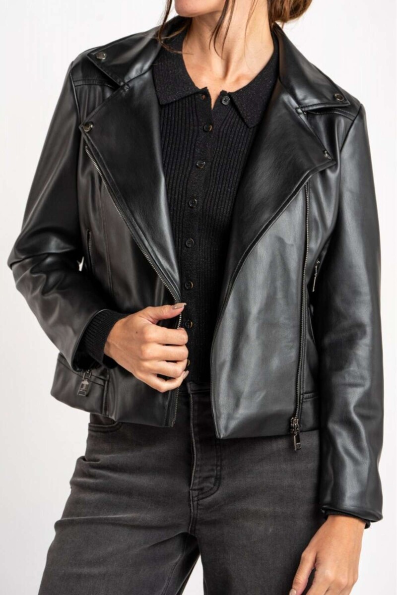 Campera Cuero Vegano - Negro 