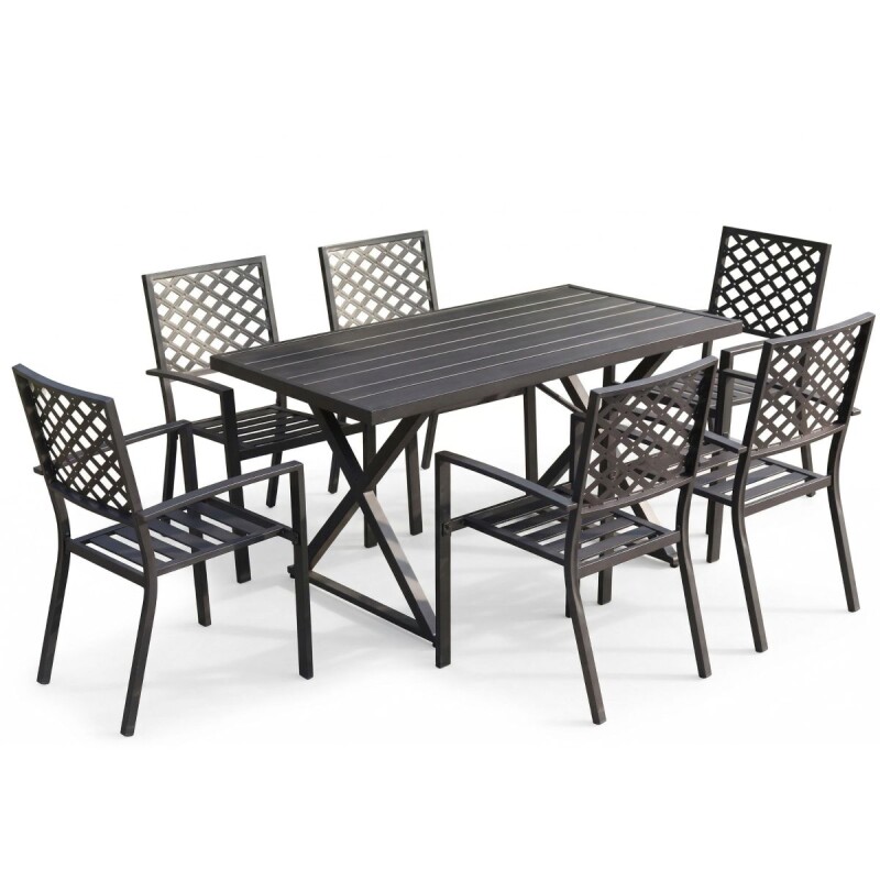 JGO JARDIN C/MESA RECT NEGRO 7PZAS Unica