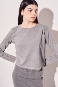 Remera Manga Larga Lavada Grafito