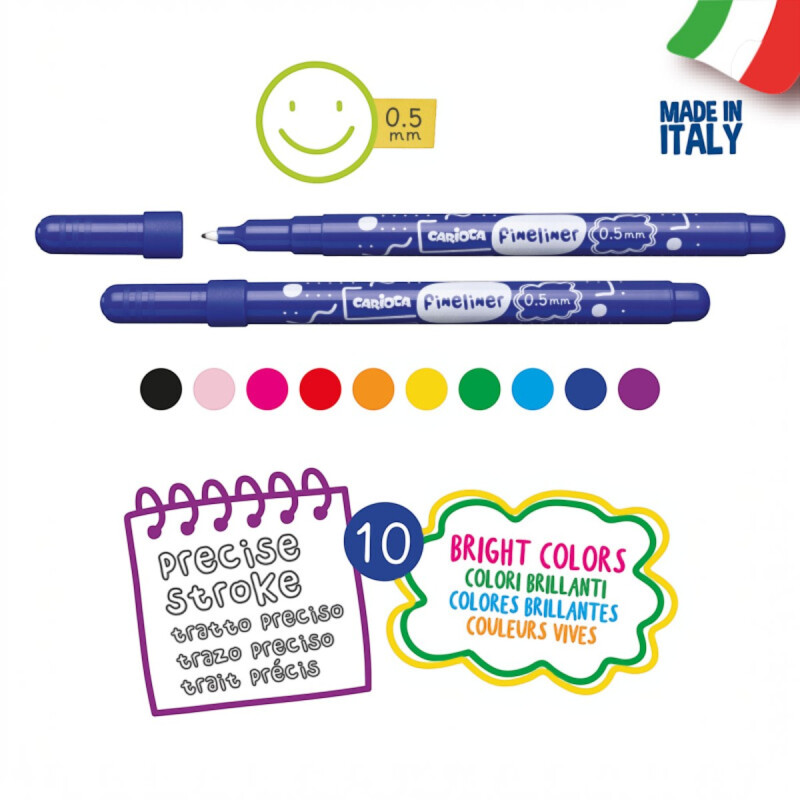 Marcadores Carioca Fineliner 0.5 mm x10 Marcadores Carioca Fineliner 0.5 mm x10