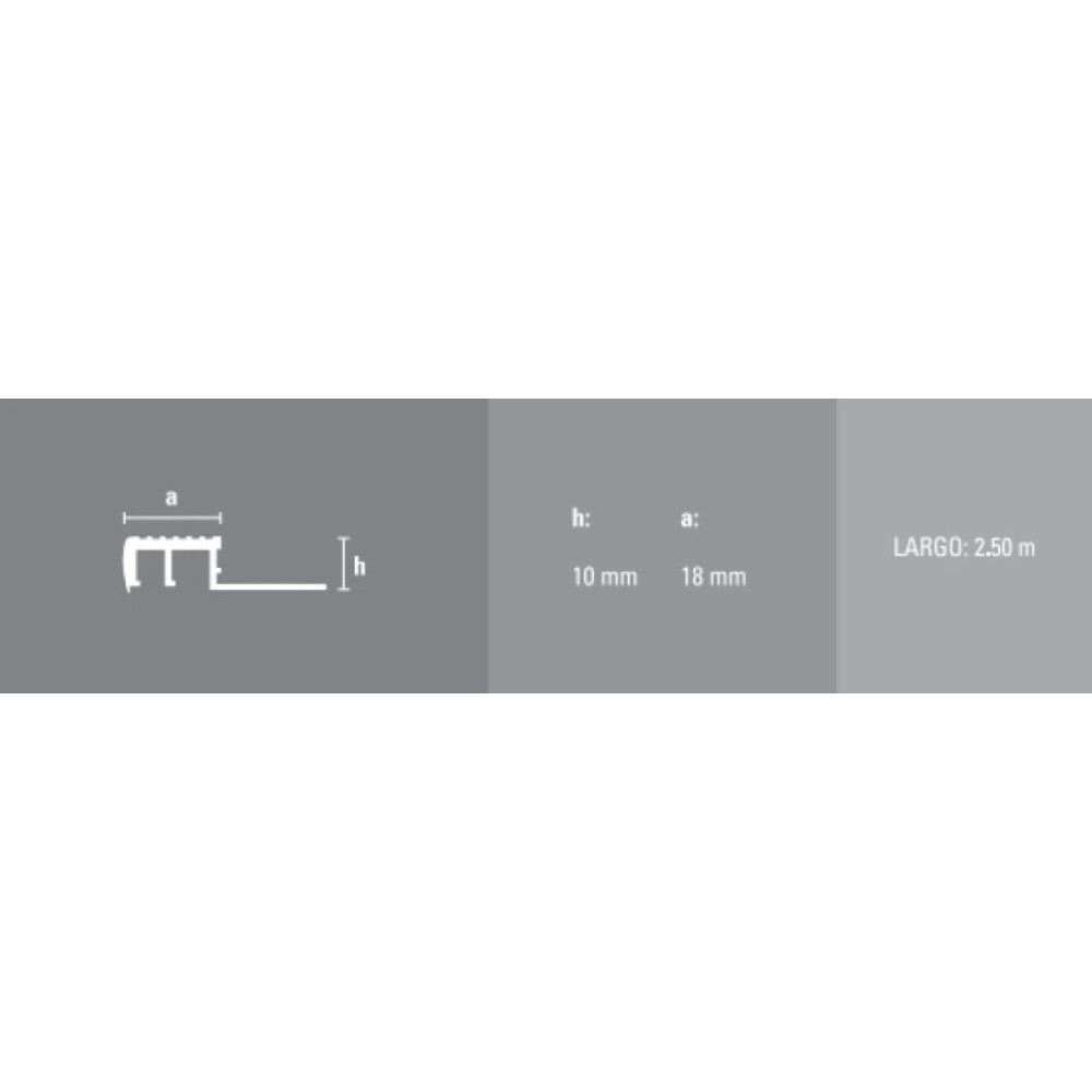 Protector de escalón negro pvc 10x18mm x 2,5mt Protector De Escalón Negro Pvc 10x18mm X 2,5mt