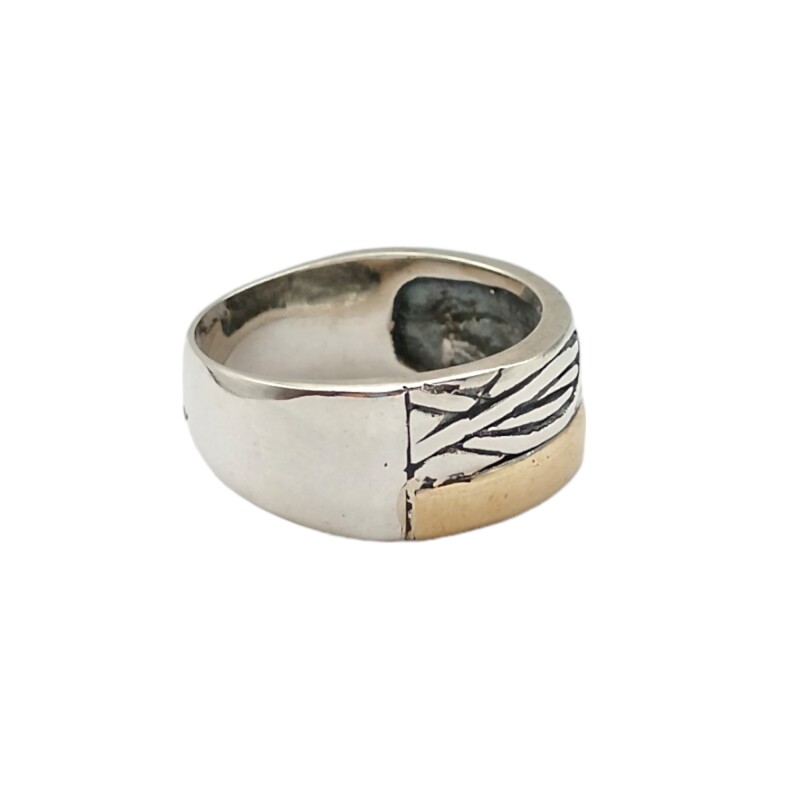 Anillo Labrado-Plata y Oro-Sin Piedra-AN5020 sinpiedra