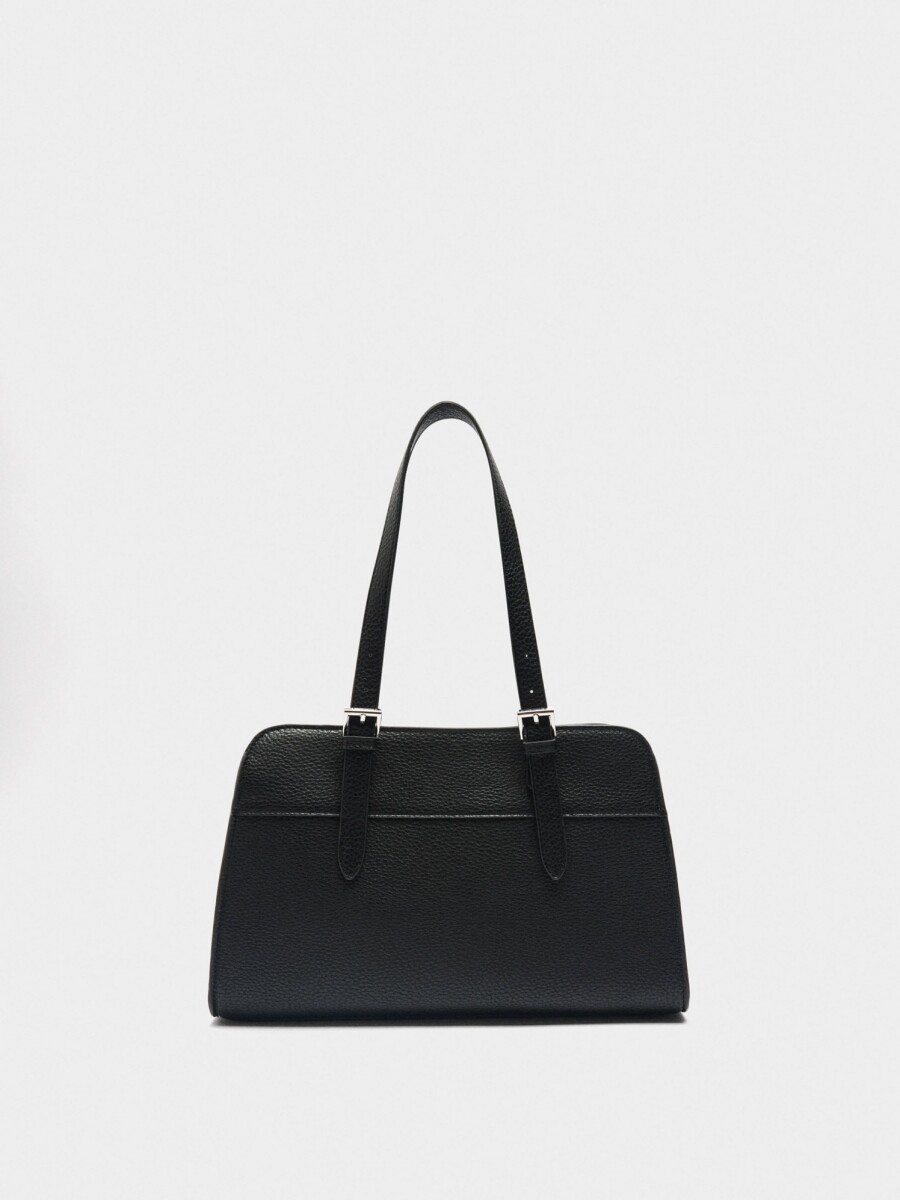 Bolso Tote Con Textura negro