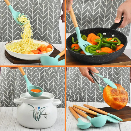Set Sartén 3Divisiones + Utensillos 12Pzs + Cepillo p/lavado Gris
