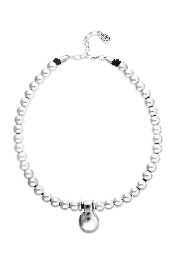 COLLAR DE BOLAS MEDIANAS BAÑADAS EN PLATA DE LEY Y BOLA GRANDE Colgante