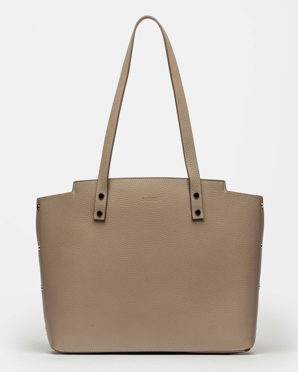 Shopper Menorca En Cuero Graneado - Taupe 