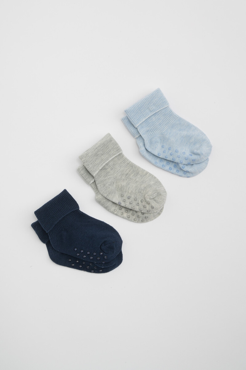 Pack x3 media soquete - Gris, Azul Y Celeste 
