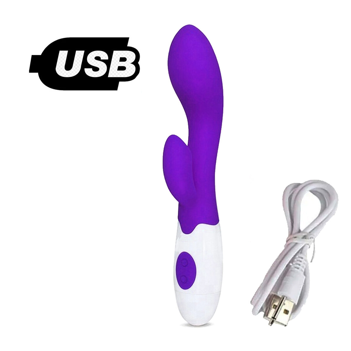 Vibrador Con Doble Estímulo Desing Curvo Recargable USB - Violeta 