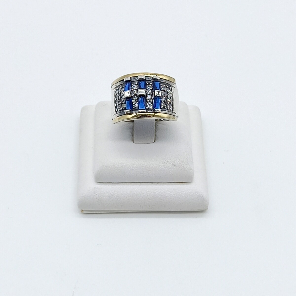 Anillo de plata 925 double en oro 18 ktes y circonias. 