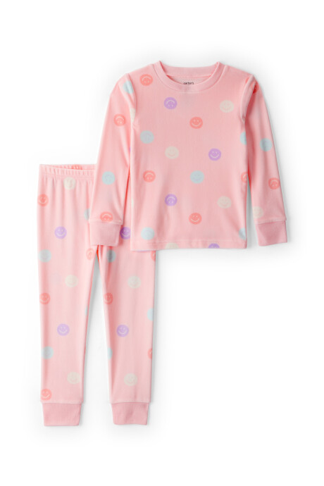 Pijama dos piezas de micropolar, remera y pantalón, diseño sonrisas Sin color