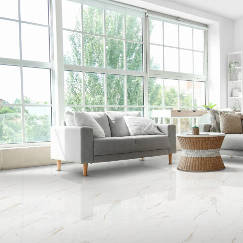 Cerámica Marmolado Veta Dorada Brillo 60X60Cm Piso GAMAS DE BLANCO