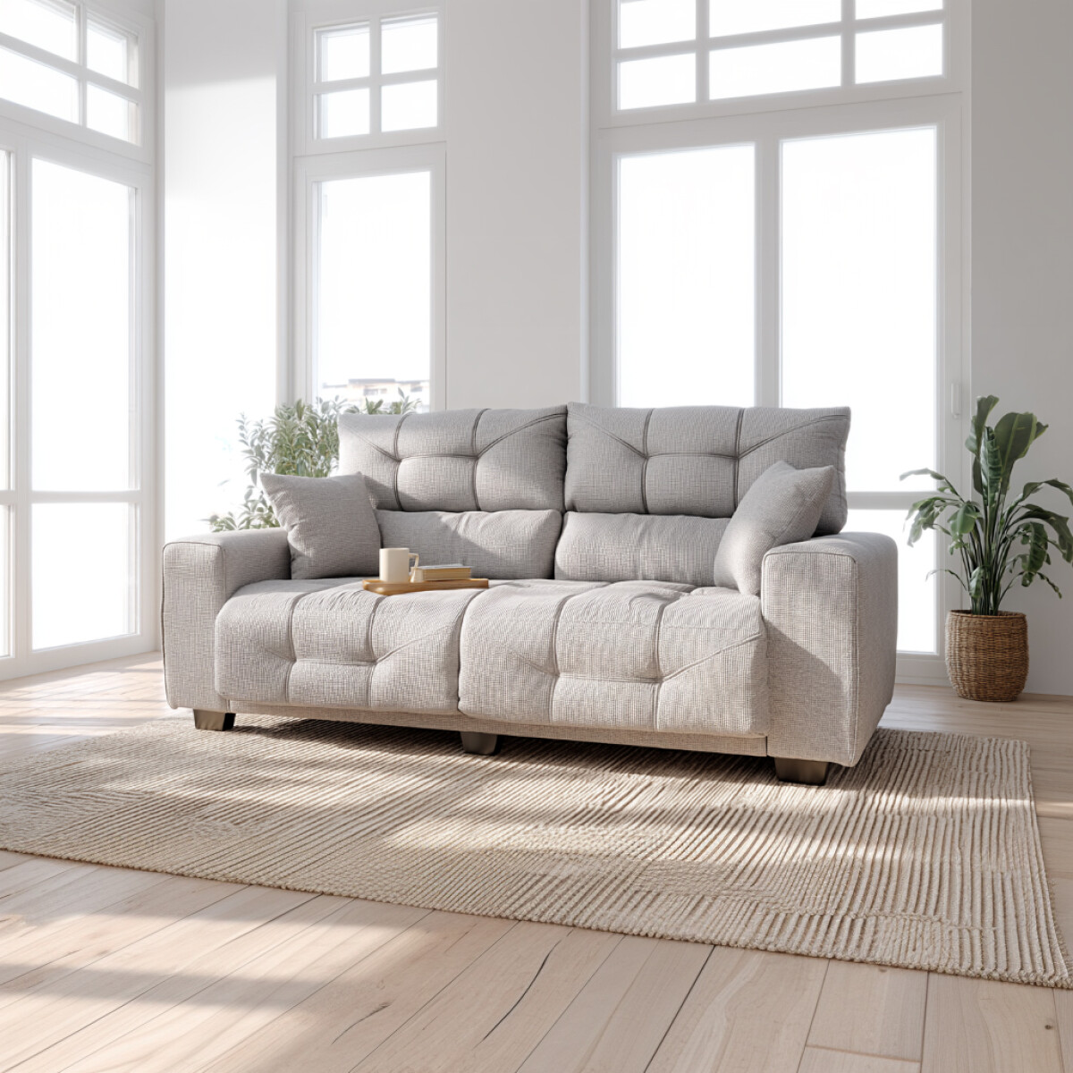 HELLEN- SOFA 2 CUERPOS LE MANS TELA GRIS CLARO 