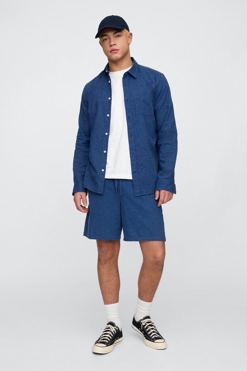 Short De Lino Easy 7Inch Hombre Bainbridge Blue