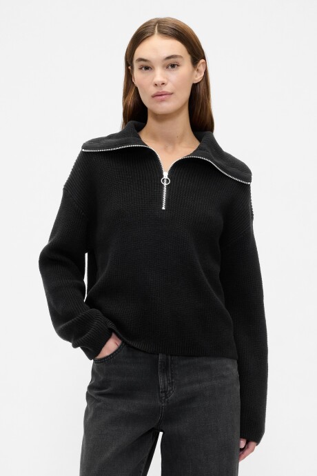 Buzo Medio Cierre Algodón Mujer Black 1