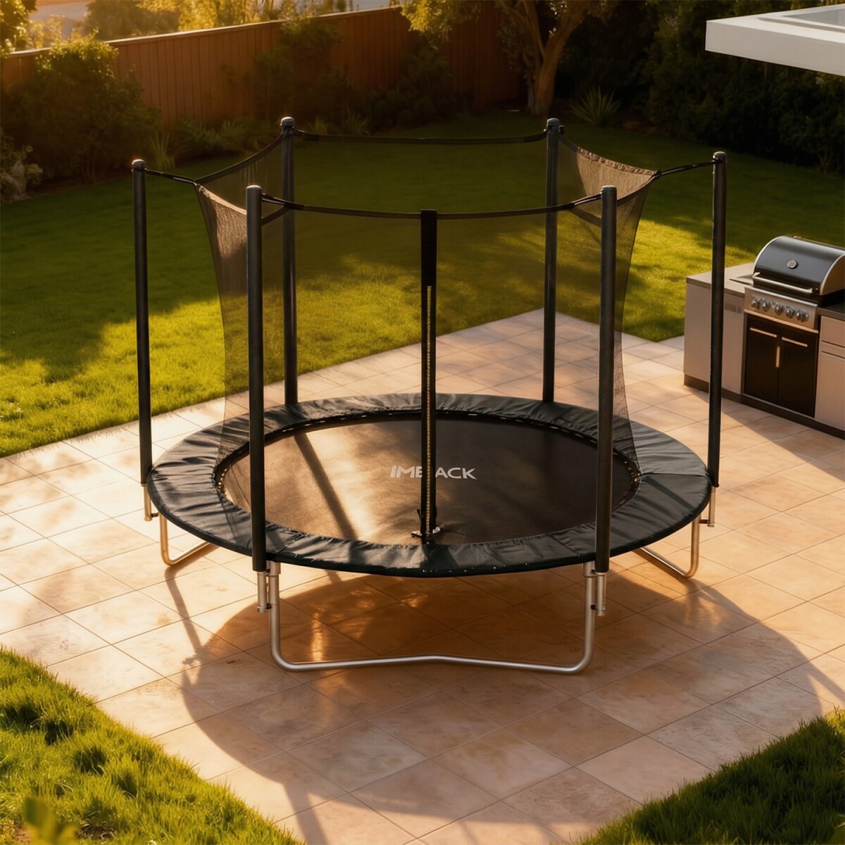 Cama Elastica 2.44 M Trampolin Saltarin Niños Adultos Grande Con Red Proteccion Imback Negro 