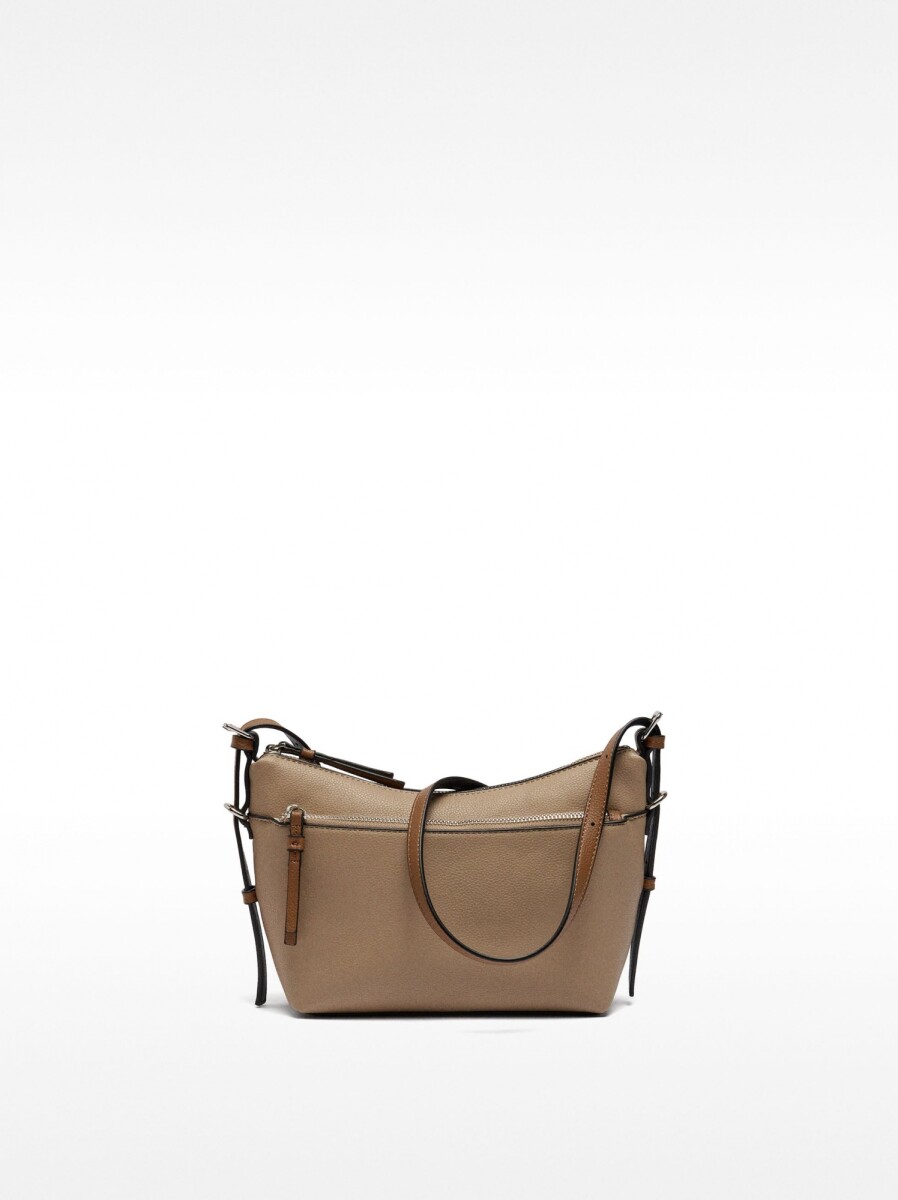 Bolso Bandolera Con Bolsillo Exterior - taupe 