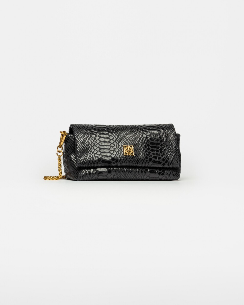 Mini bag Porto en cuero gamuza anaconda Negro
