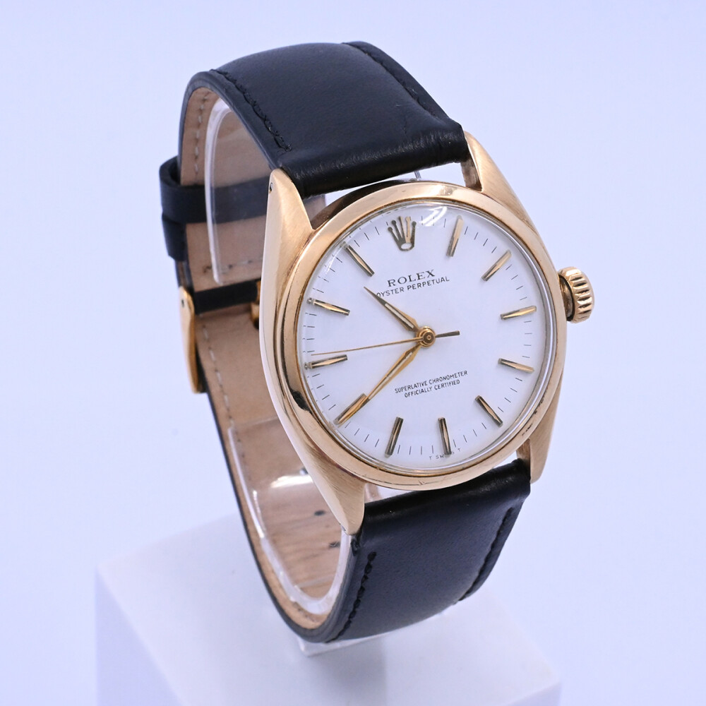 Rolex Oyster Perpetual 6084 oro 18k amarillo 34 mm año 1951. Malla de cuero Rolex Oyster Perpetual 6084 oro 18k amarillo 34 mm año 1951. Malla de cuero