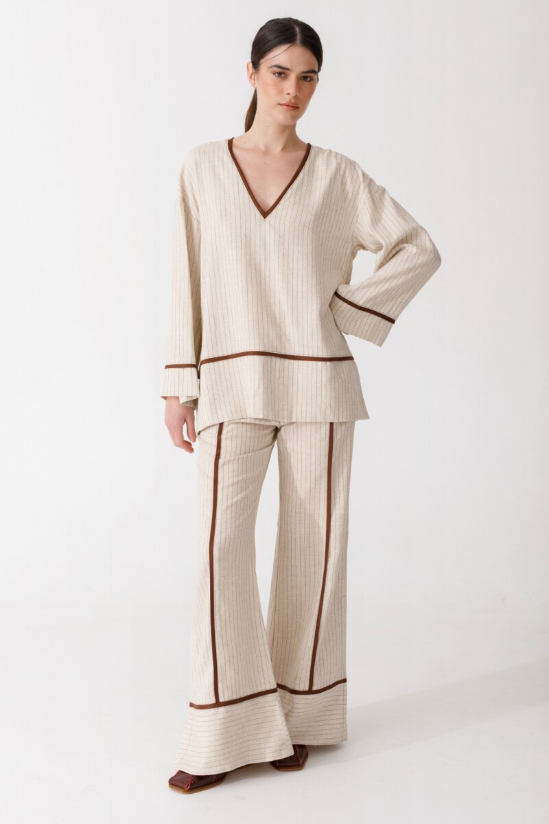 PANTALON COCO Rayas Beige