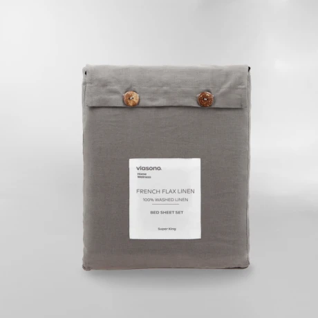 SÁBANA FRENCH FLAX LINEN Gris - SUPER KING