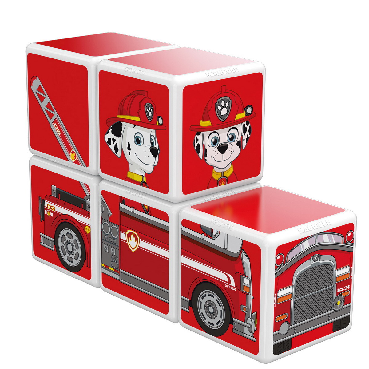 Puzzle cubos magnéticos PAW PATROL (5 piezas) - Marshall, camión de bomberos 