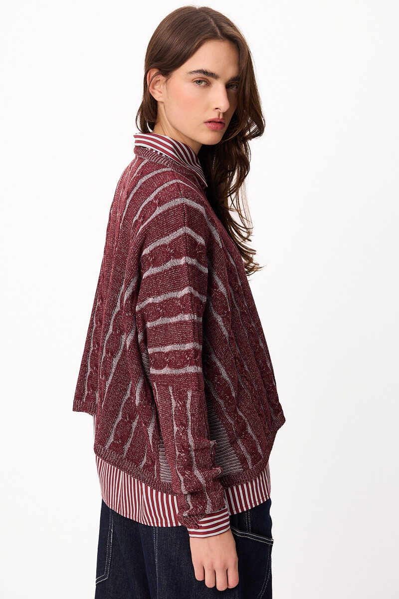 Sweater Oceano Crop Bordeaux/Gris