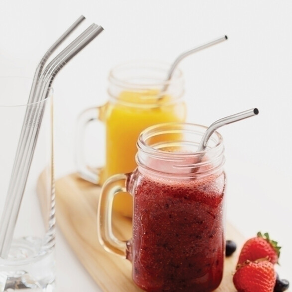 Juego de 4 sorbitos en acero inoxidable + cepillo -TRAMONTINA TF0011