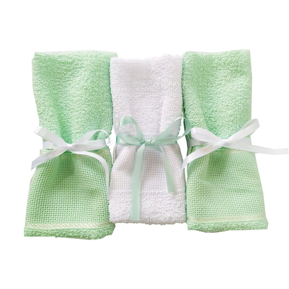 ZM SET DE TOALLITA X 3 VERDE AGUA/BLANCO