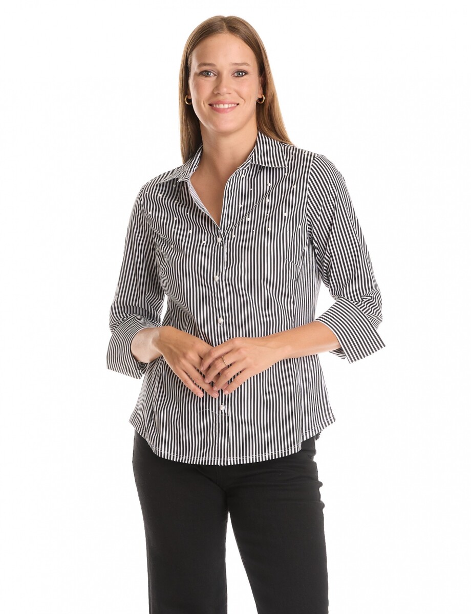 Camisa Perlas Lineas - Negro/blanco 