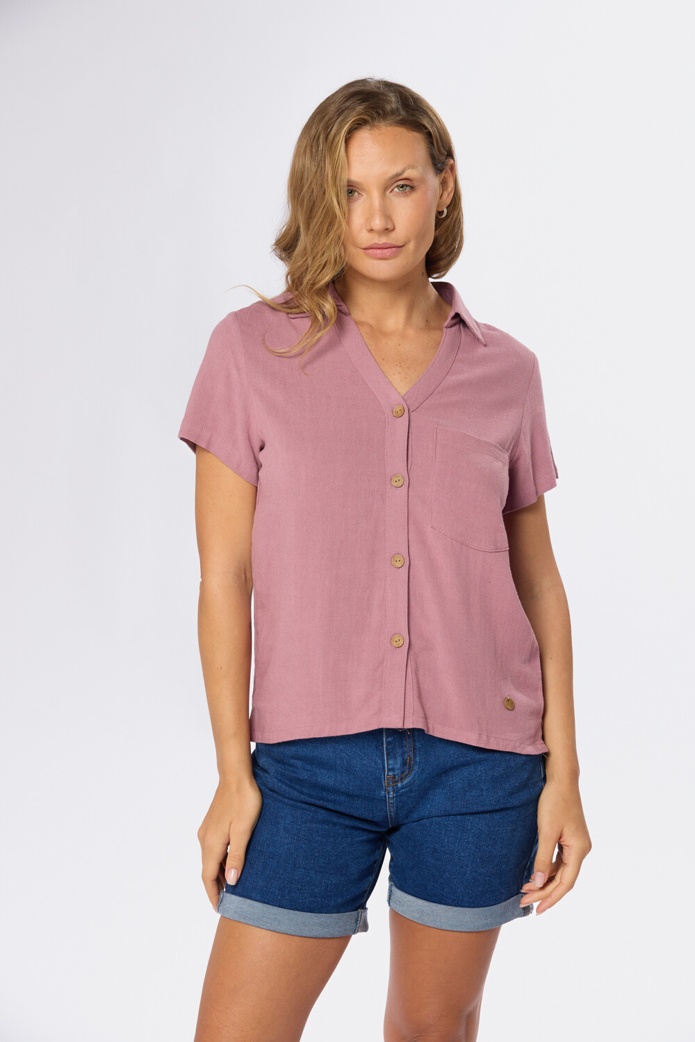 CAMISA DE LINO LISA Rosado