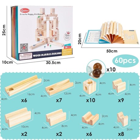 Bloques Construcción Madera Pistas Túneles Laberinto Canicas Natural