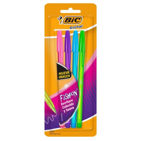 BOLIGRAFO BIC CRISTAL FASHION 1.2 BLISTER X 4 BOLIGRAFO BIC CRISTAL FASHION 1.2 BLISTER X 4