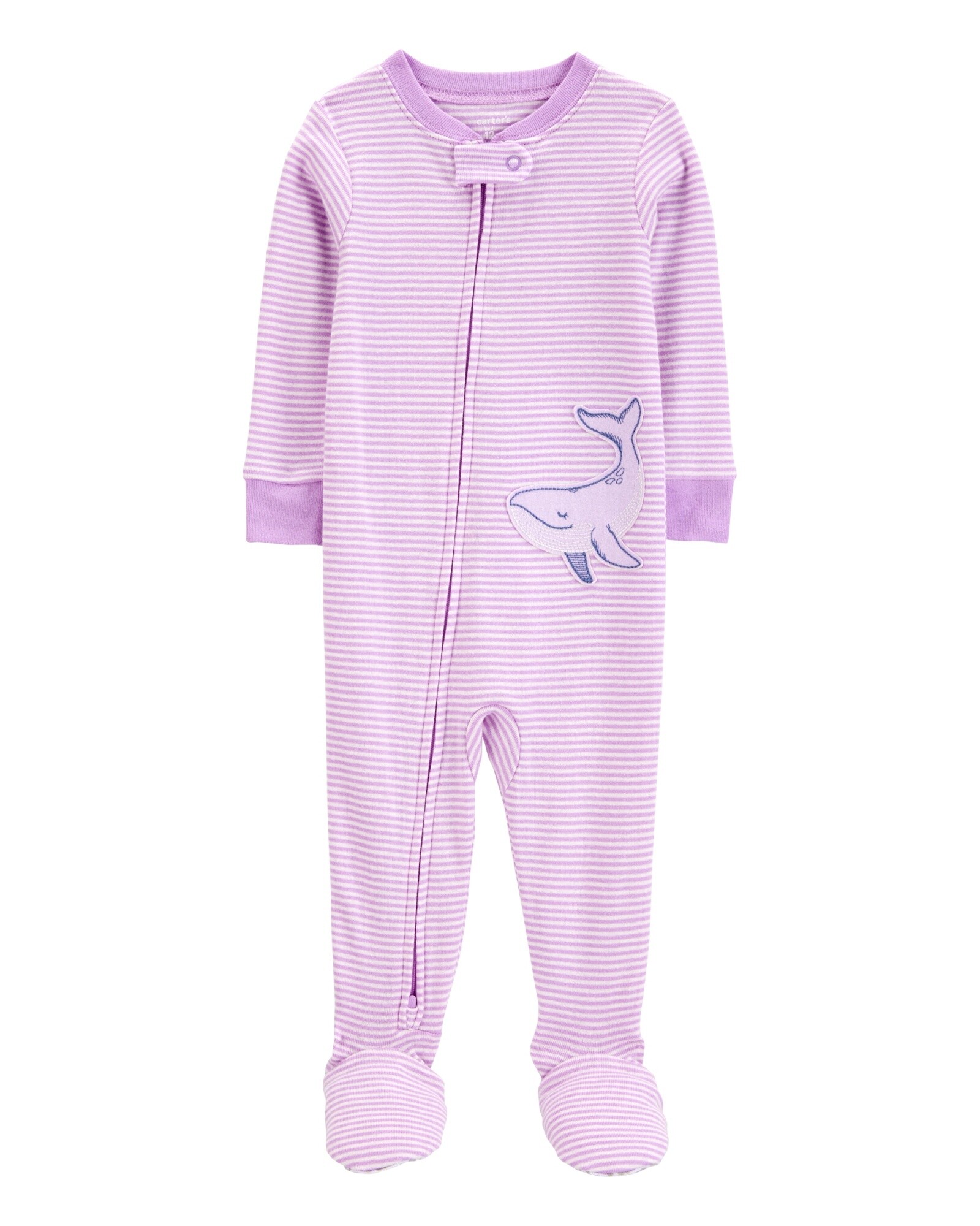 Pijama una pieza de algodón, con pie, estampa ballena Pijama una pieza de algodón, con pie, estampa ballena