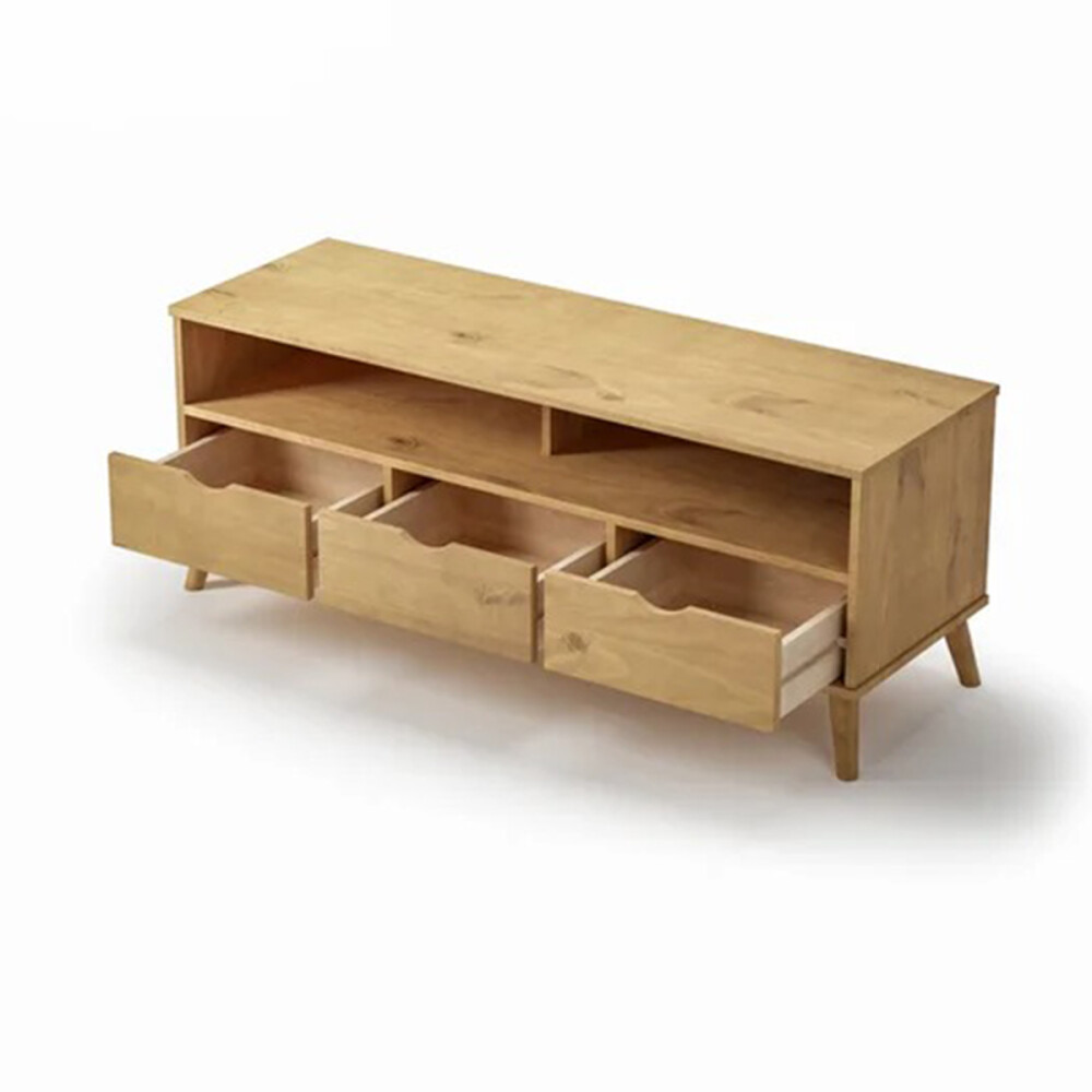 RACK APARADOR PARA TV 3 CAJONES - MADERA MACIZA Color madera