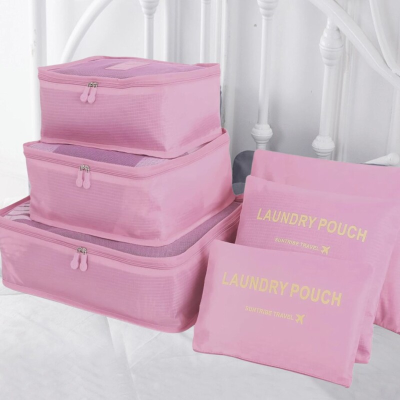 Set de 6 Organizadores de Valija Equipaje para Viaje Rosado