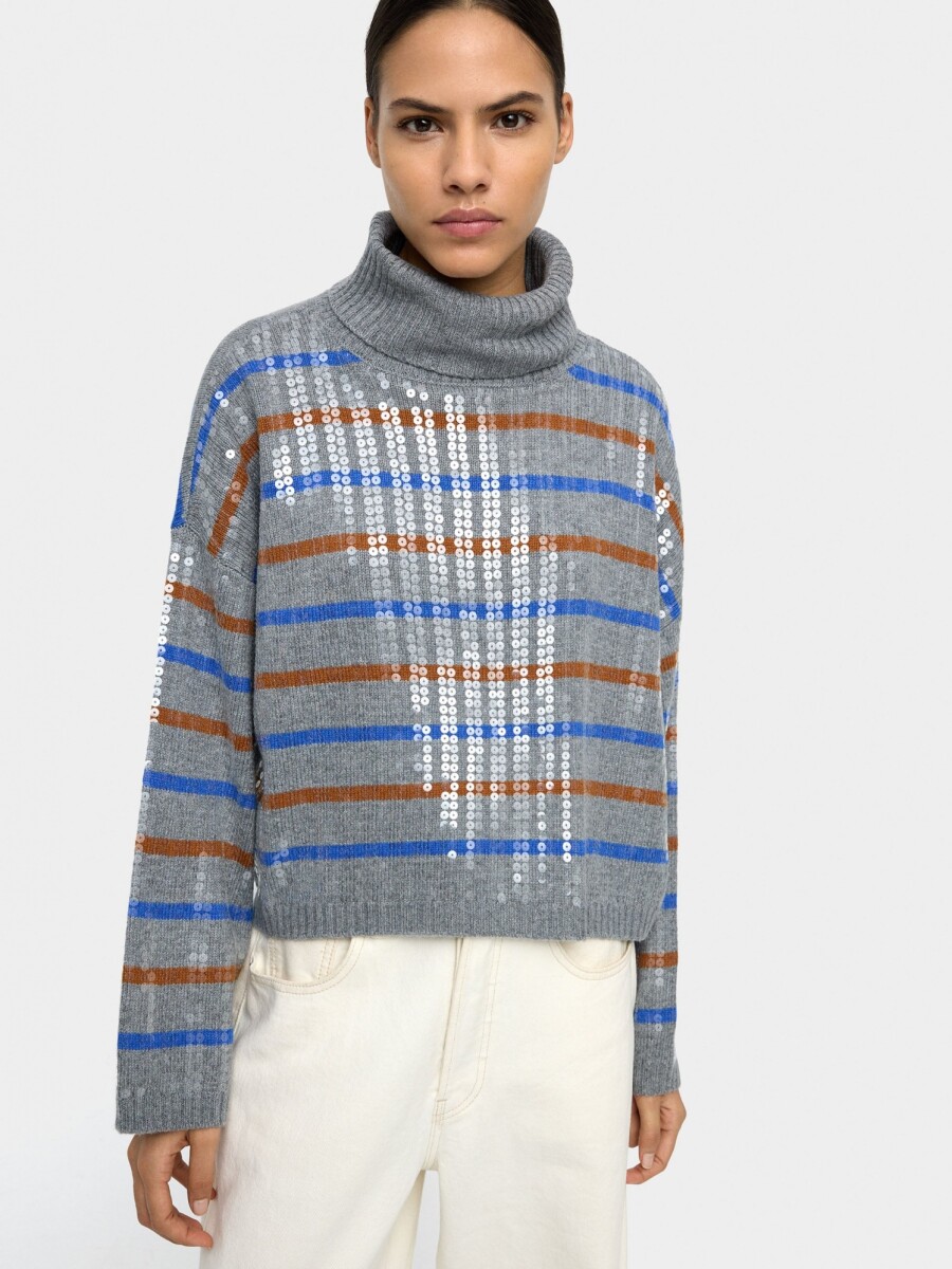 Jersey De Punto A Rayas Con Lentejuelas multicolor