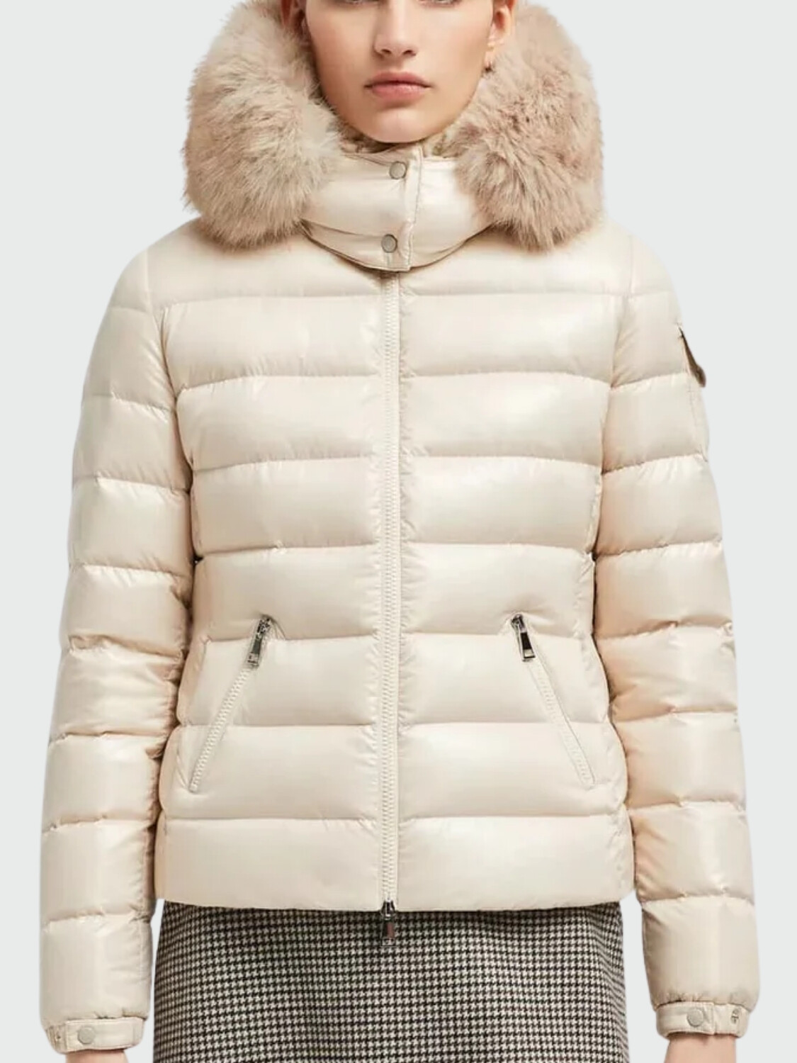 Moncler - Campera rellena de plumas con capucha, Badyf Beige Claro