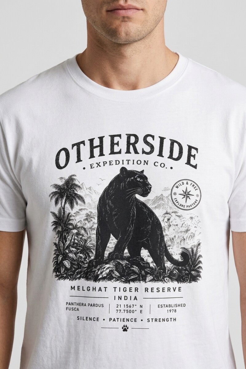 Camiseta estampada Pantera BLANCO