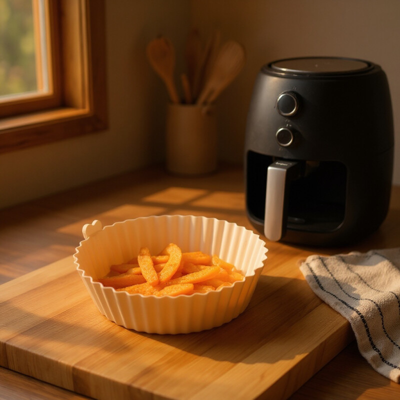 Bandeja De Silicona Para Freidora De Aire Sin Aceite 14 Cm Reutilizable Colores Sin Color