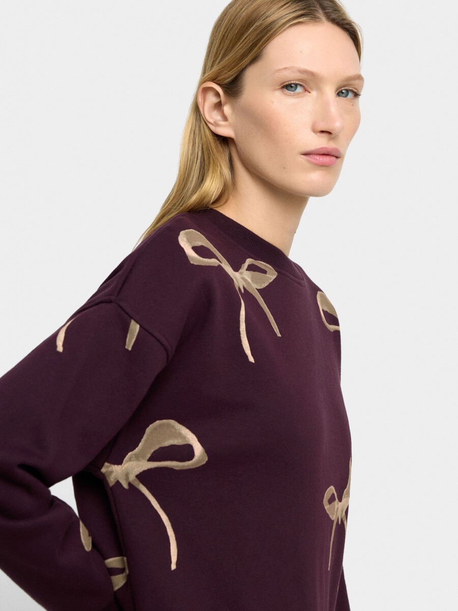 Sudadera Con Estampado De Lazos burdeos