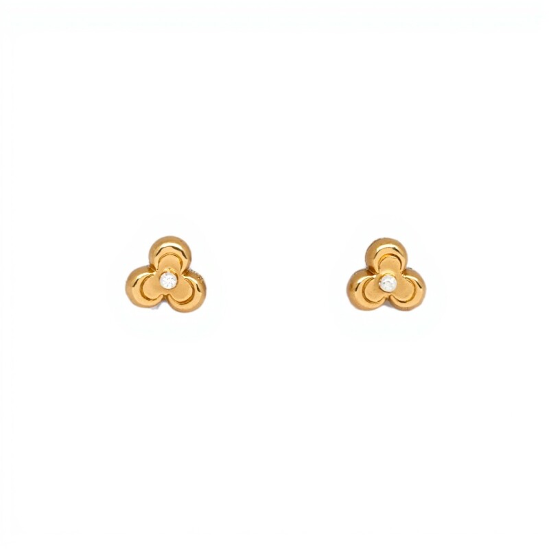 Caravanas Flor de oro - Oro bajo -Zirconia - CA8168 conpiedra