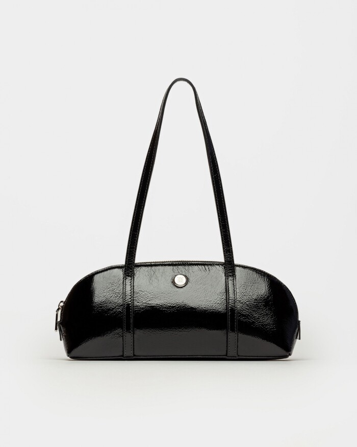 Cartera al hombro Bonnie en cuero charol Negro