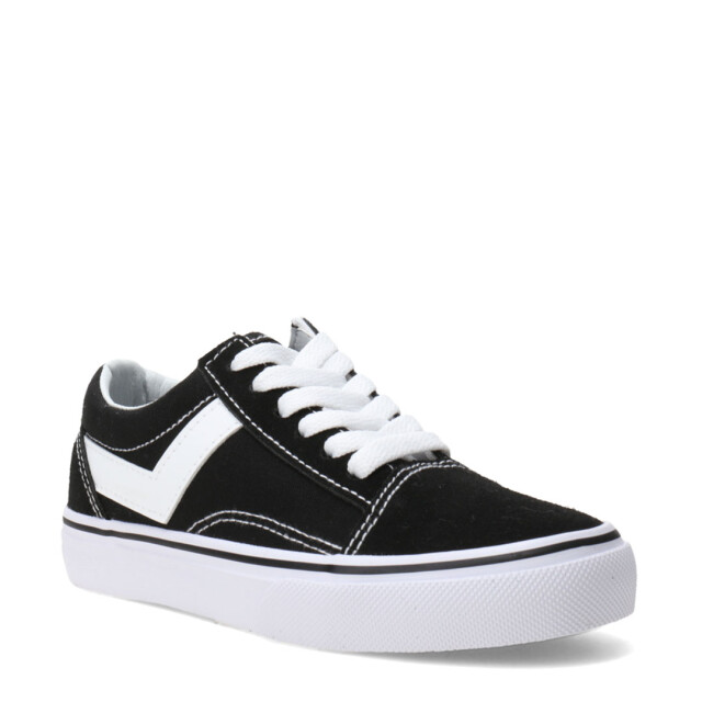 Championes de Niños PONY Casual Lona Gamuza Negro - Blanco