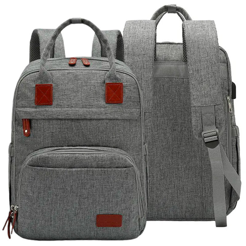 Mochila Maternal Carestino Boston + Cambiador + Estuche Térmico Gris