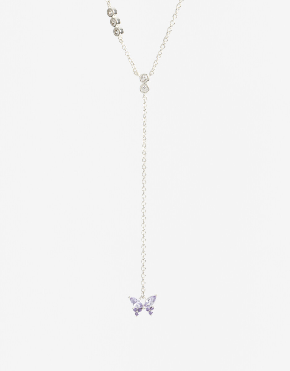 Collar Largo Con Dije Mariposa Cubic 