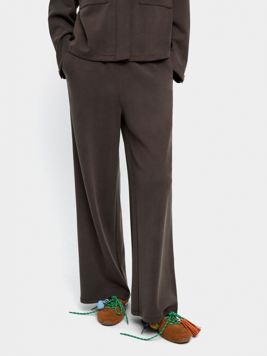 Pantalón Reto Con Cintura Elástica marron