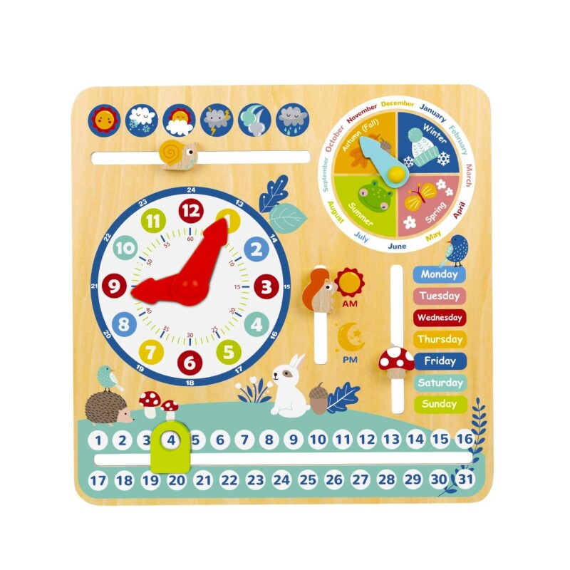 Calendario Didáctico de Madera Tooky Toy TOOKY TOY CALENDARIO CON DETALLE DE DIAS, HORAS, FECHA Y ESTACIONES DEL AÑO
