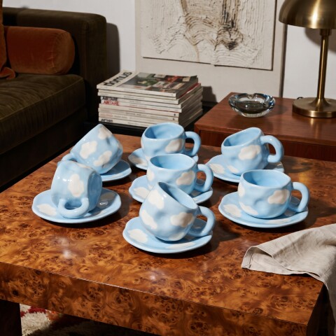 Set tazas nubes de cerámica celeste