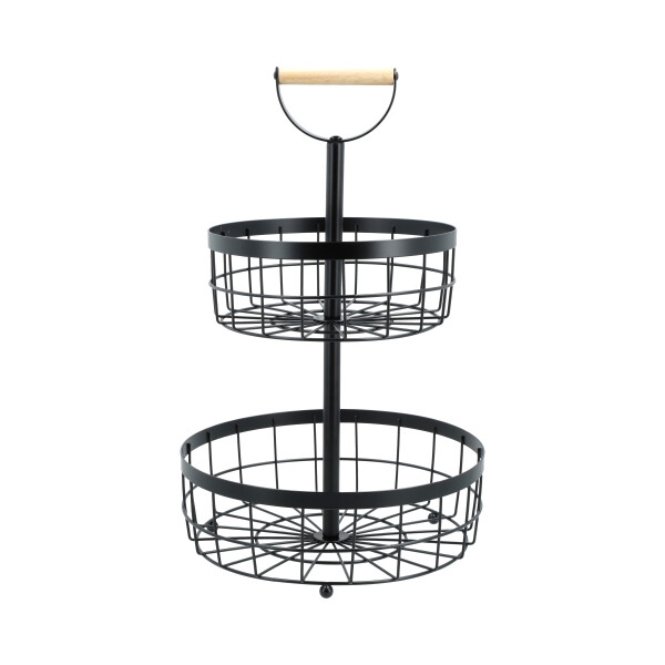 Canasto Organizador 2 Niveles Pisos Cesto Cocina baño Deco con manija madera IMBACK Canasto Organizador 2 Niveles Pisos Cesto Cocina baño Deco con manija madera IMBACK